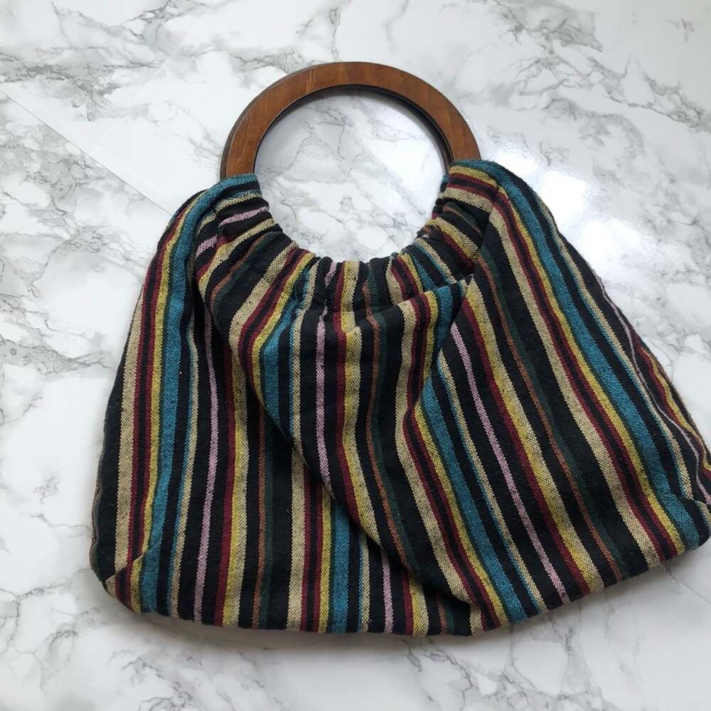 Wood Ring Handle Purse Boho